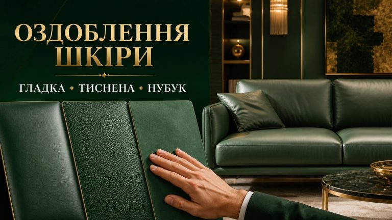 Оздоблення меблевої шкіри — гладка, тиснена та нубук